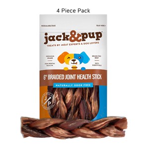 Jack&Pup 6” Braided Joint Health Support Sticks Dog Treat Chews